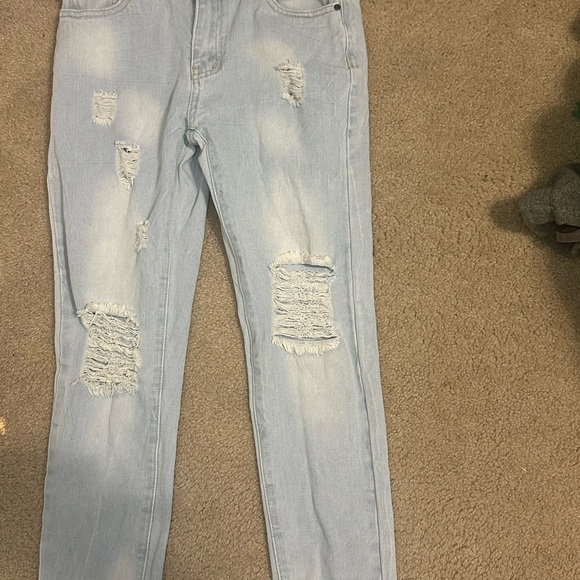 Girl size 10 jeans ripped style straight leggings - Picture 1 of 3